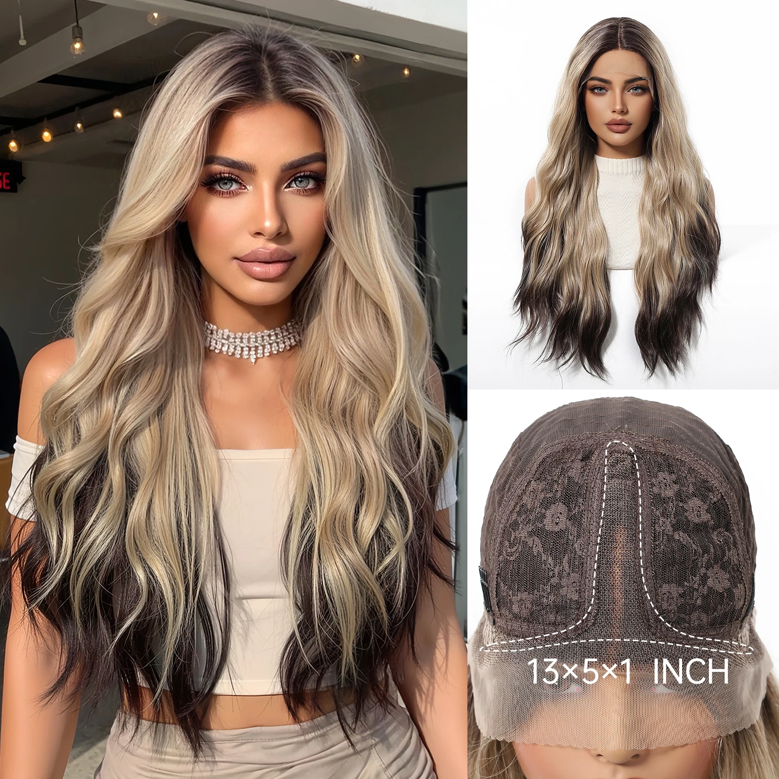 Water Wave Synthetic Wig Ombre Blonde Dark Brown Lace Front Fake Hair for Women Daily Party Cosplay Wig High Temperature Fiber
Water Wave Synthetic Wig Ombre Blonde Dark Brown Lace Front Fake Hair for Women Daily Party Cosplay Wig High Temperature Fiber