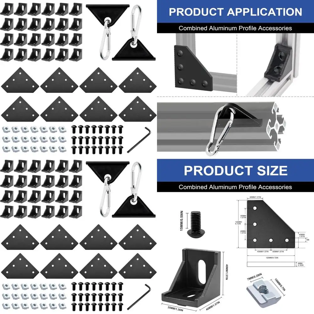 Aluminum 40x40 Extrusion Brackets with L-Plate, Corner, and Sliding Hook Accessories in Black
Aluminum 40x40 Extrusion Brackets with L-Plate, Corner, and Sliding Hook Accessories in Black