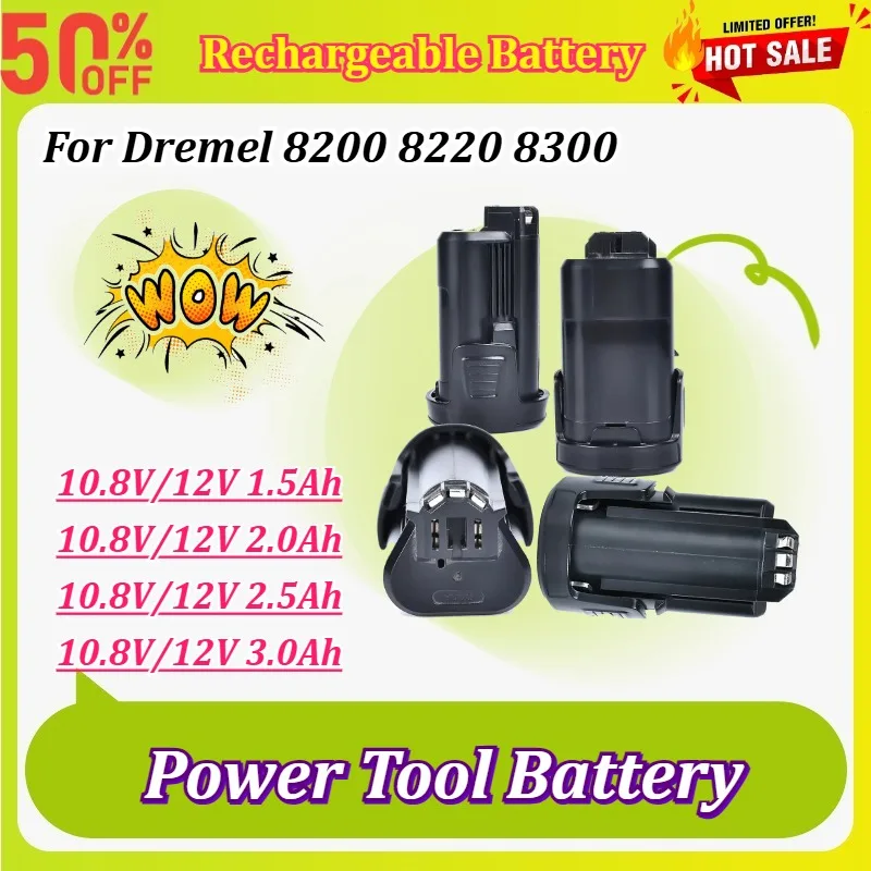 10.8V/12V 1500/2000/2500/3000mAh Replacement Battery for Dremel 8200 8220 8300 Power Tools Compatible with B812-01 B812-02
10.8V/12V 1500/2000/2500/3000mAh Replacement Battery for Dremel 8200 8220 8300 Power Tools Compatible with B812-01 B812-02