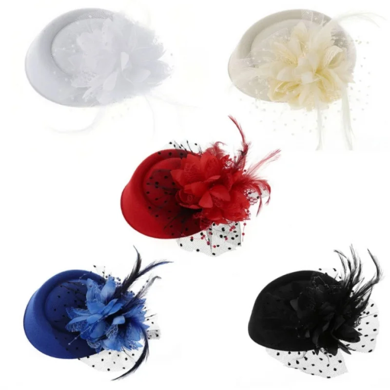 Vintage Faux Woolen Fedora Hat Pearl Feather Flower Hair Clip Black dotted large mesh headpiece
Vintage Faux Woolen Fedora Hat Pearl Feather Flower Hair Clip Black dotted large mesh headpiece