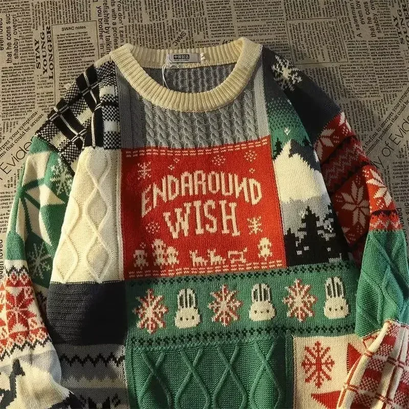 American Cute Twist Christmas Long Sleeve Sweater For Men And Women Y2K Street Autumn And Winter Fashion Loose Pullover Sweater
American Cute Twist Christmas Long Sleeve Sweater For Men And Women Y2K Street Autumn And Winter Fashion Loose Pullover Sweater