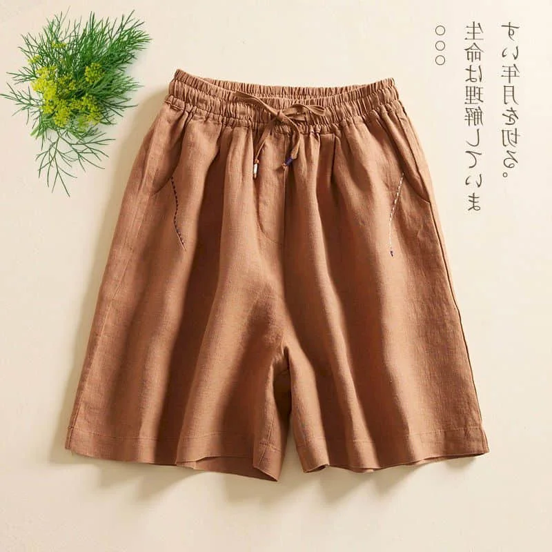 Шорты женские однотонные из хлопка и льна, повседневные короткие штаны с широкими штанинами, пятиконечные брюки с эластичным поясом в Корейском стиле, женская одежда на лето
Шорты женские однотонные из хлопка и льна, повседневные короткие штаны с широкими штанинами, пятиконечные брюки с эластичным поясом в Корейском стиле, женская одежда на лето