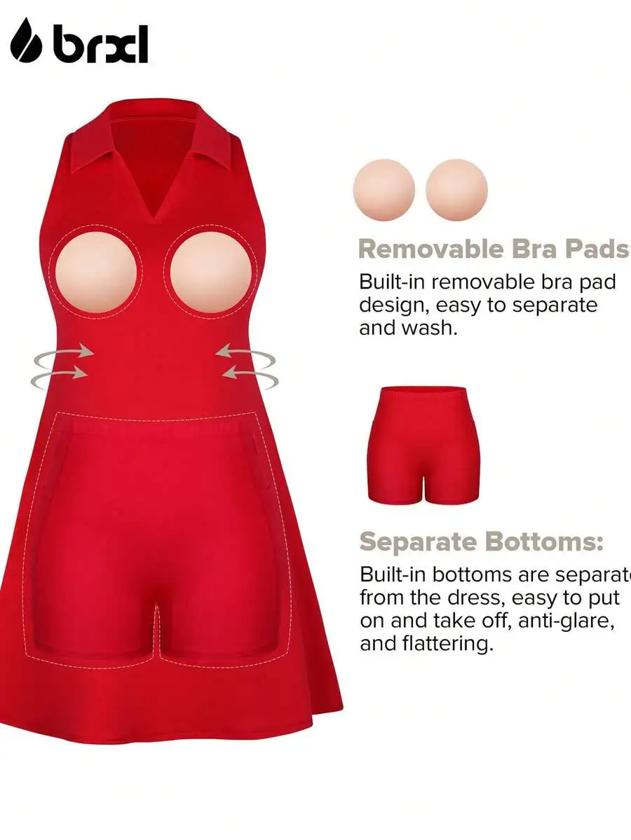 Womens Golf Dress With Separate Shorts Built-In Bra Collar Sleeveless Athletic Workout
Womens Golf Dress With Separate Shorts Built-In Bra Collar Sleeveless Athletic Workout