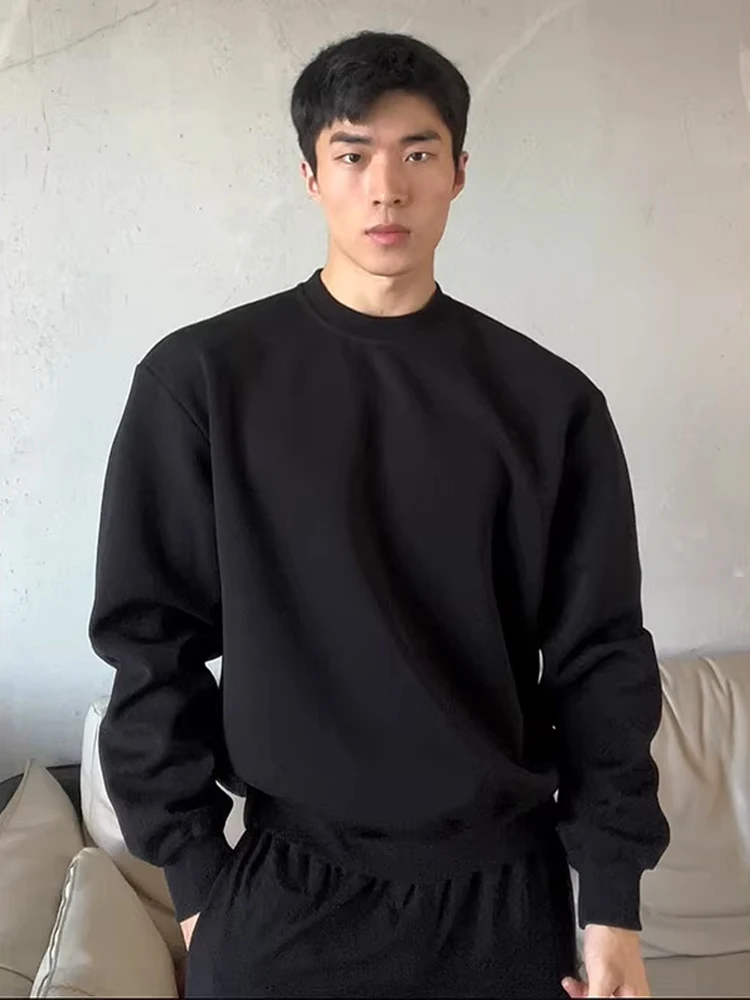 Men's Pure Black Long Sleeve Hoodie round Neck Fleece Lined Casual Top Shoulder Width Standard Winter Fashion Loose Fit Shirt
Men's Pure Black Long Sleeve Hoodie round Neck Fleece Lined Casual Top Shoulder Width Standard Winter Fashion Loose Fit Shirt