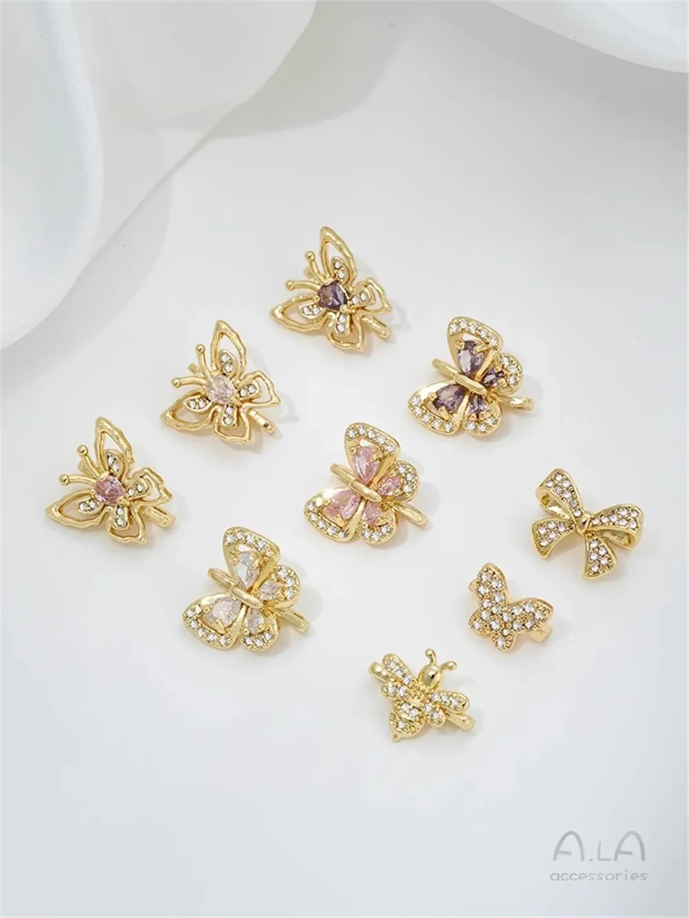 14K Gold Plated Color Zircon Butterfly & Bee Double Hole Double Row Spacer Beads, DIY Pearl Bracelet Making Accessories
14K Gold Plated Color Zircon Butterfly & Bee Double Hole Double Row Spacer Beads, DIY Pearl Bracelet Making Accessories