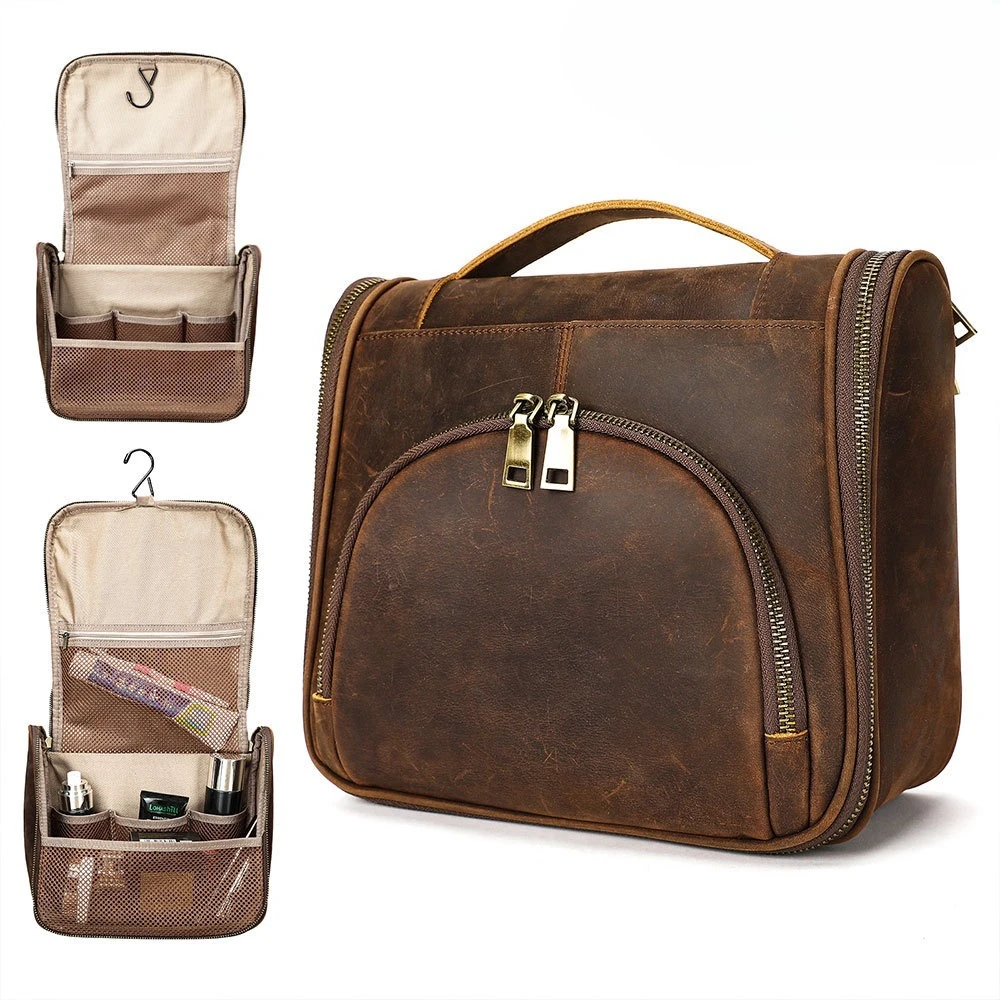 Premium Leather Travel Toiletry Bag - Waterproof Genuine Cowhide Makeup Case, Portable Bathroom Organizer for Business
Premium Leather Travel Toiletry Bag - Waterproof Genuine Cowhide Makeup Case, Portable Bathroom Organizer for Business