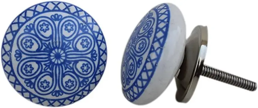 Hand Painted Blue Floral Ceramic Cabinet Knobs, Round Drawer Pulls for Kitchen Cupboard, 12 Pack with Metal Screws
Hand Painted Blue Floral Ceramic Cabinet Knobs, Round Drawer Pulls for Kitchen Cupboard, 12 Pack with Metal Screws