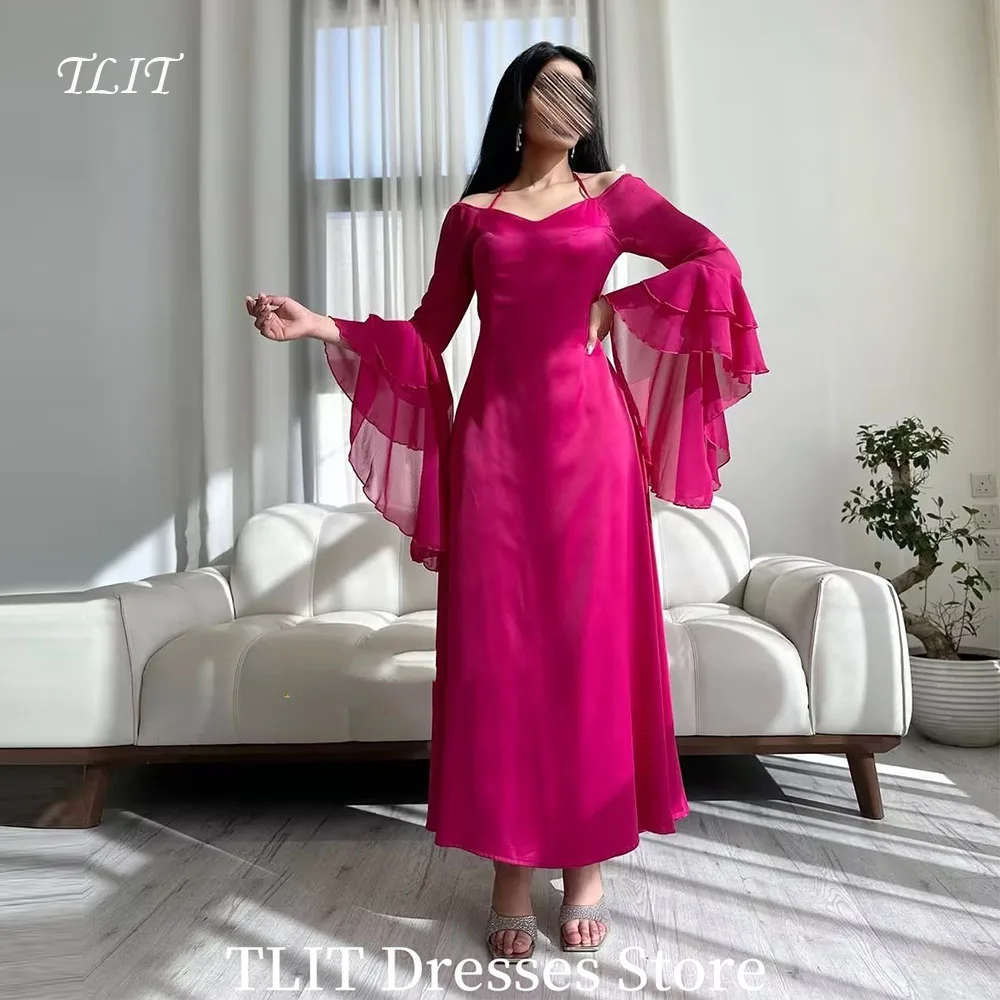 TLIT Elegant Rose red Long Sleeve V-Neck Prom Dresses Ankle-Length Halter Party Dresses Formal Occasion Customized Dresses
TLIT Elegant Rose red Long Sleeve V-Neck Prom Dresses Ankle-Length Halter Party Dresses Formal Occasion Customized Dresses