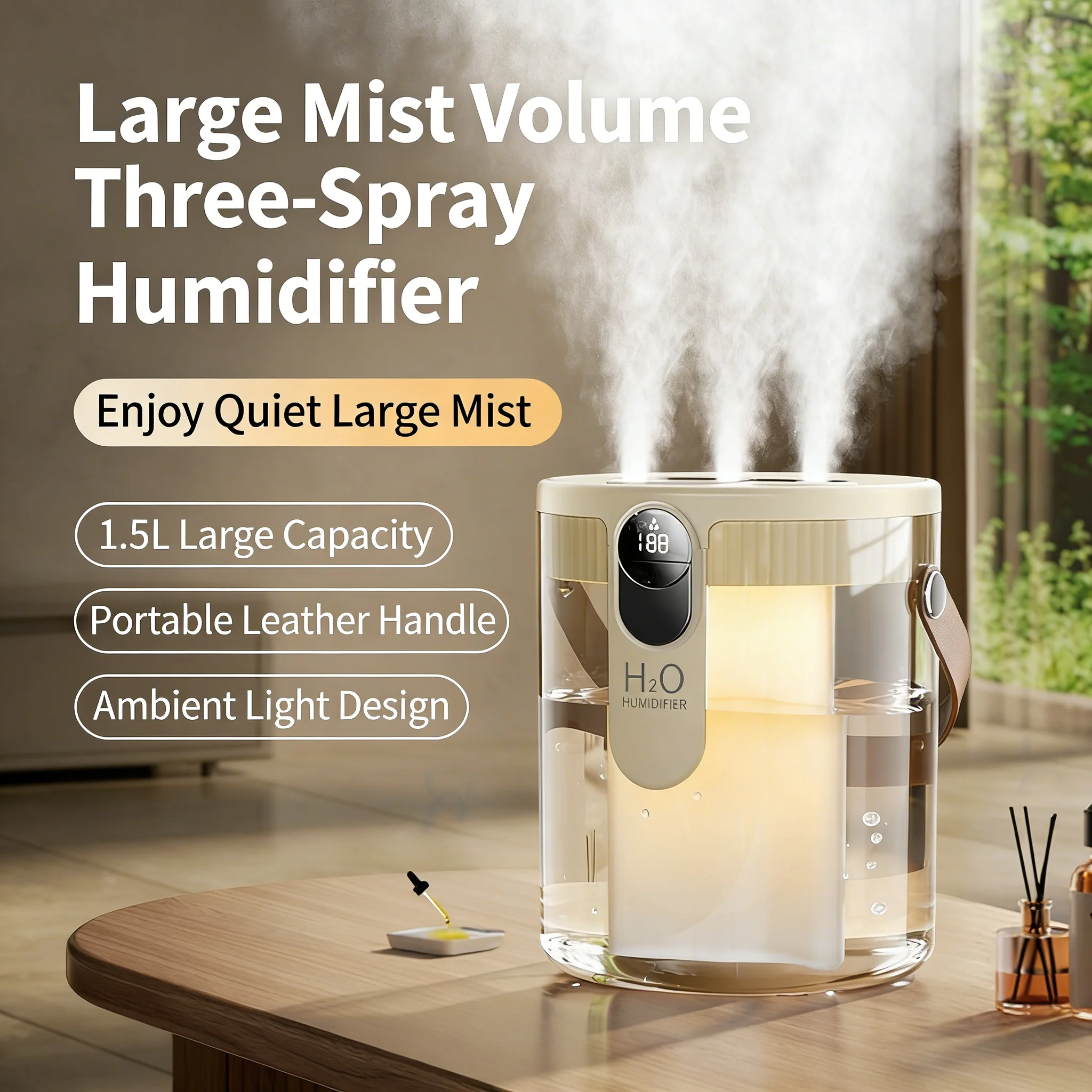 1.5L Humidifier Large Mist Quiet with Digital Display Wireless Portable Aroma Diffuser for Bedroom Baby Nursery Office Desktop
1.5L Humidifier Large Mist Quiet with Digital Display Wireless Portable Aroma Diffuser for Bedroom Baby Nursery Office Desktop
