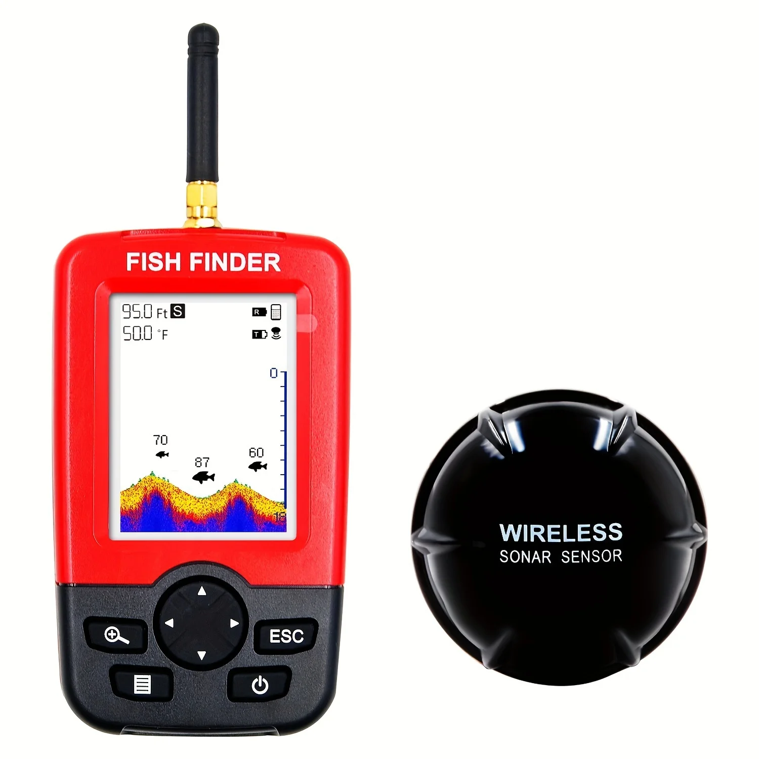 Portable Fish Finder, With Wireless Sonar Sensor, 0.6M-30M Depth, Lake Sea Fishing for Kayaks, Boats And Ice Fishing
Portable Fish Finder, With Wireless Sonar Sensor, 0.6M-30M Depth, Lake Sea Fishing for Kayaks, Boats And Ice Fishing