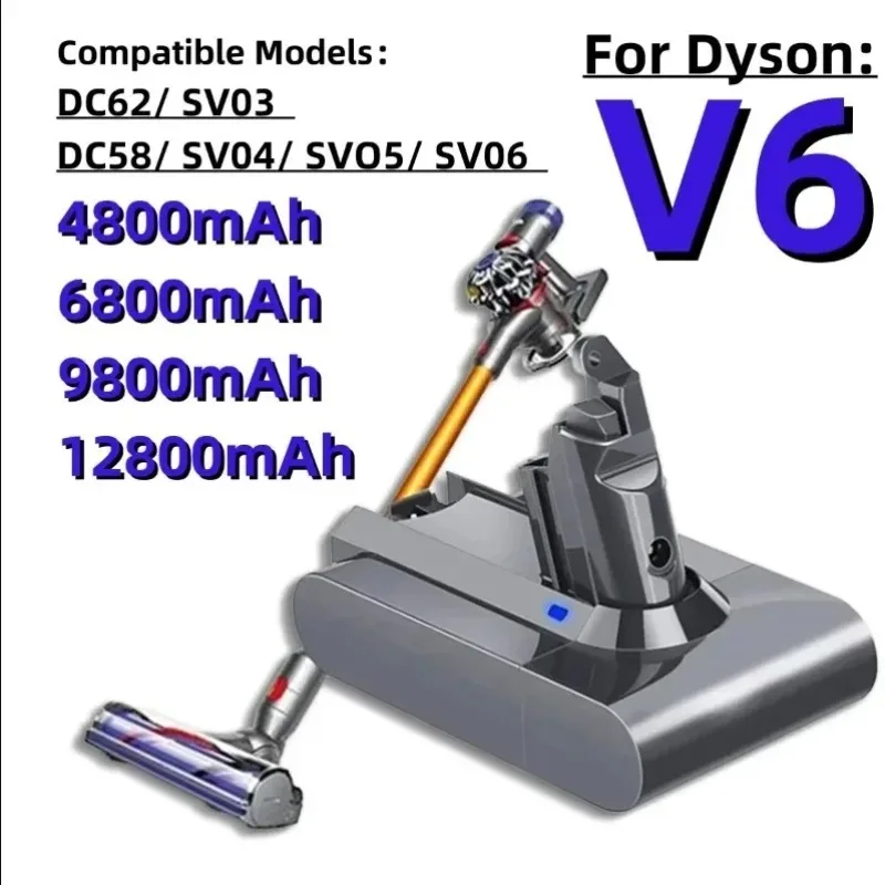 21.6V 12800mAh Battery for Dyson V6 Vacuum Cleaner, Compatible with DC62 SV03 SV09 DC58
21.6V 12800mAh Battery for Dyson V6 Vacuum Cleaner, Compatible with DC62 SV03 SV09 DC58