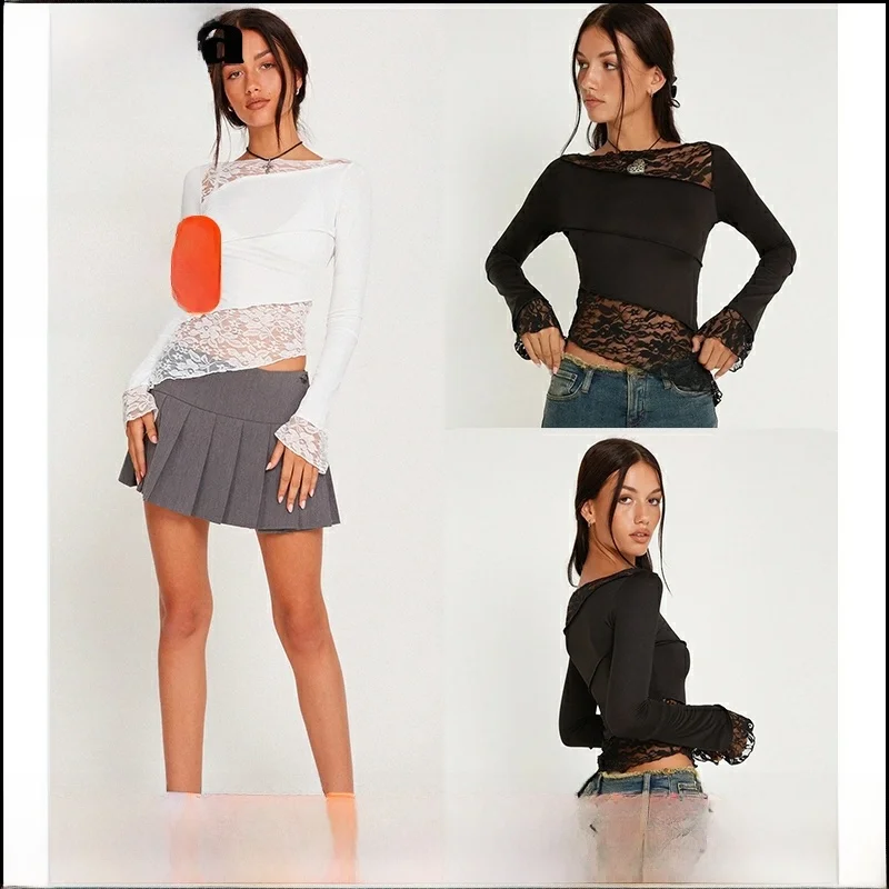 La via Handpicked Store Motel Rocks Lace Splicing Hollow out Flared Sleeve T-Shirt Women's Slim Fit Long Sleeve round Neck ...
La via Handpicked Store Motel Rocks Lace Splicing Hollow out Flared Sleeve T-Shirt Women's Slim Fit Long Sleeve round Neck ...