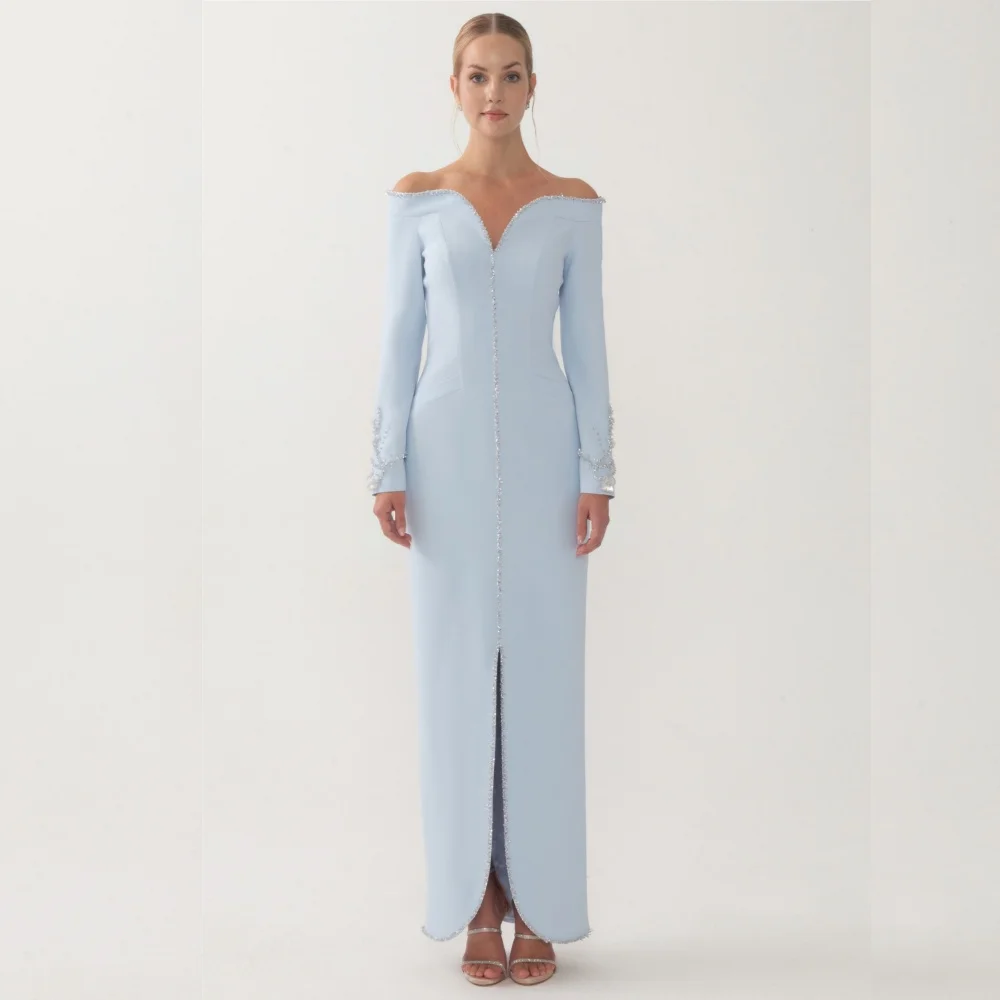 Customized Temperament Glitter Off-the-shoulder Long Sleeves Formal Evening Dress Straight Midi Dresses Elegant Party Wedding
Customized Temperament Glitter Off-the-shoulder Long Sleeves Formal Evening Dress Straight Midi Dresses Elegant Party Wedding
