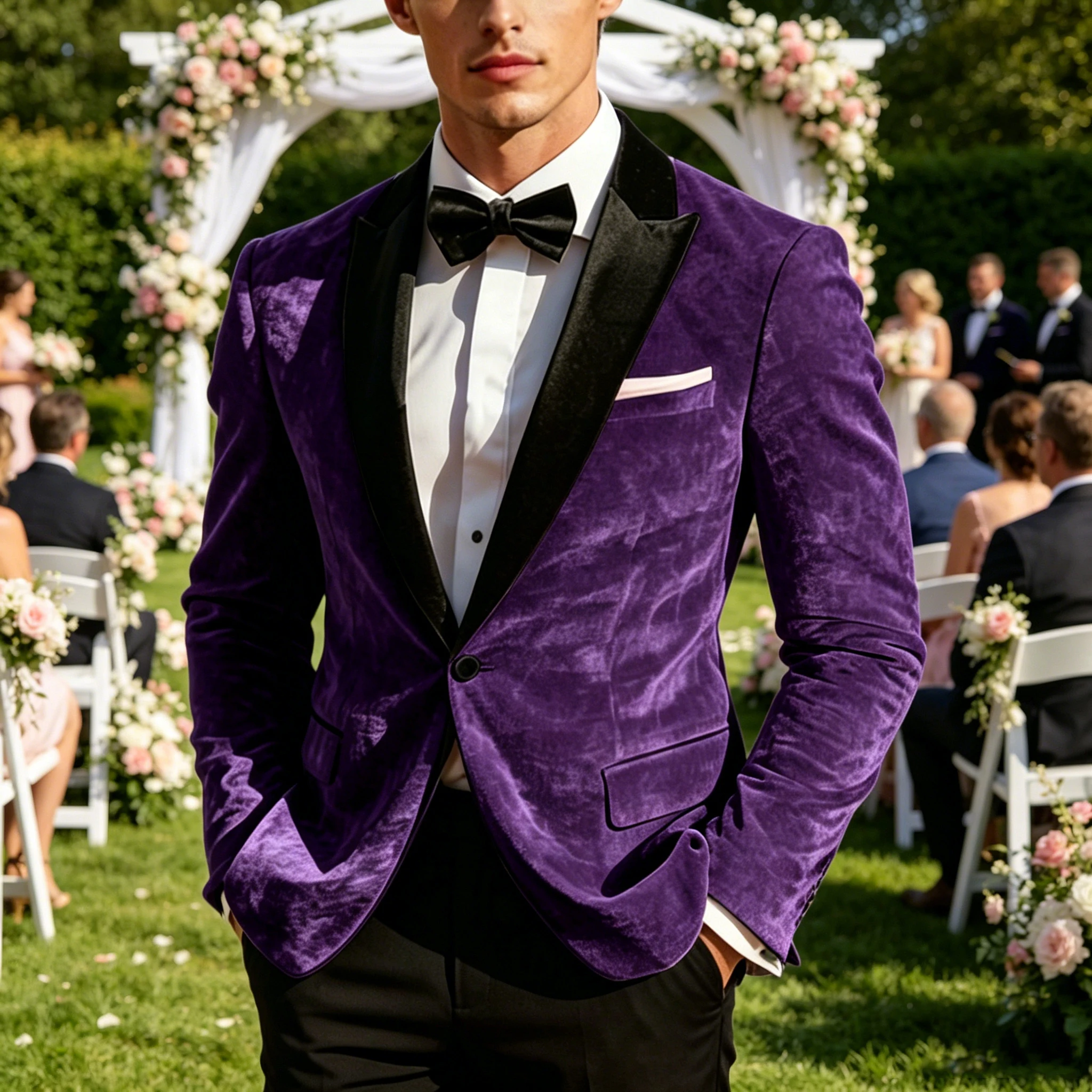 Men's Luxury Velvet Tuxedo Blazer Black Satin Peak Lapel 1 Button Slim Fit Formal Business Suit Jacket for Wedding Groom Party
Men's Luxury Velvet Tuxedo Blazer Black Satin Peak Lapel 1 Button Slim Fit Formal Business Suit Jacket for Wedding Groom Party