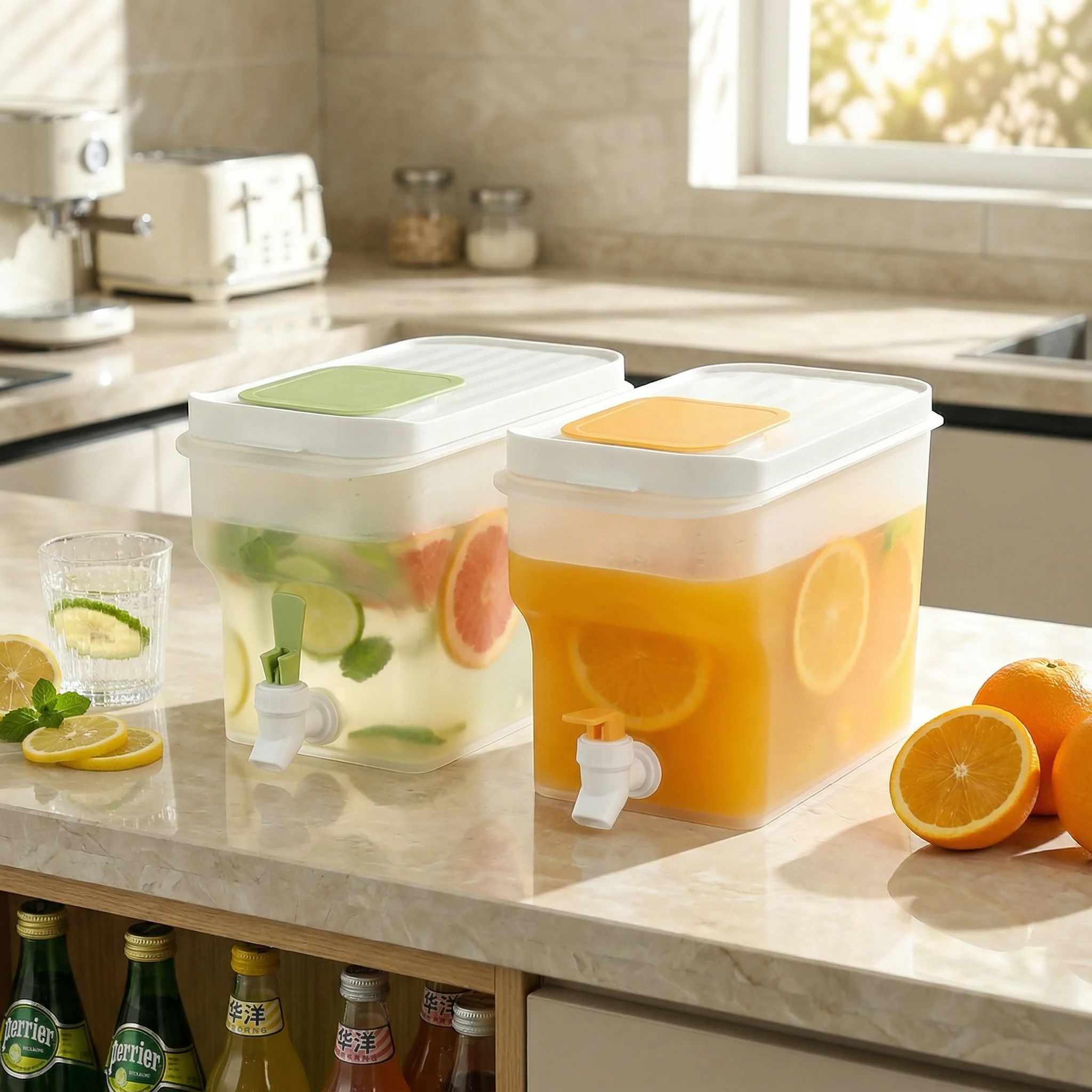 Large Capacity Beverage Bucket with Tap for Fridge Cold Water Pot Tea Brewing Non-Leaking Plastic Water Bottle Home Dining
Large Capacity Beverage Bucket with Tap for Fridge Cold Water Pot Tea Brewing Non-Leaking Plastic Water Bottle Home Dining