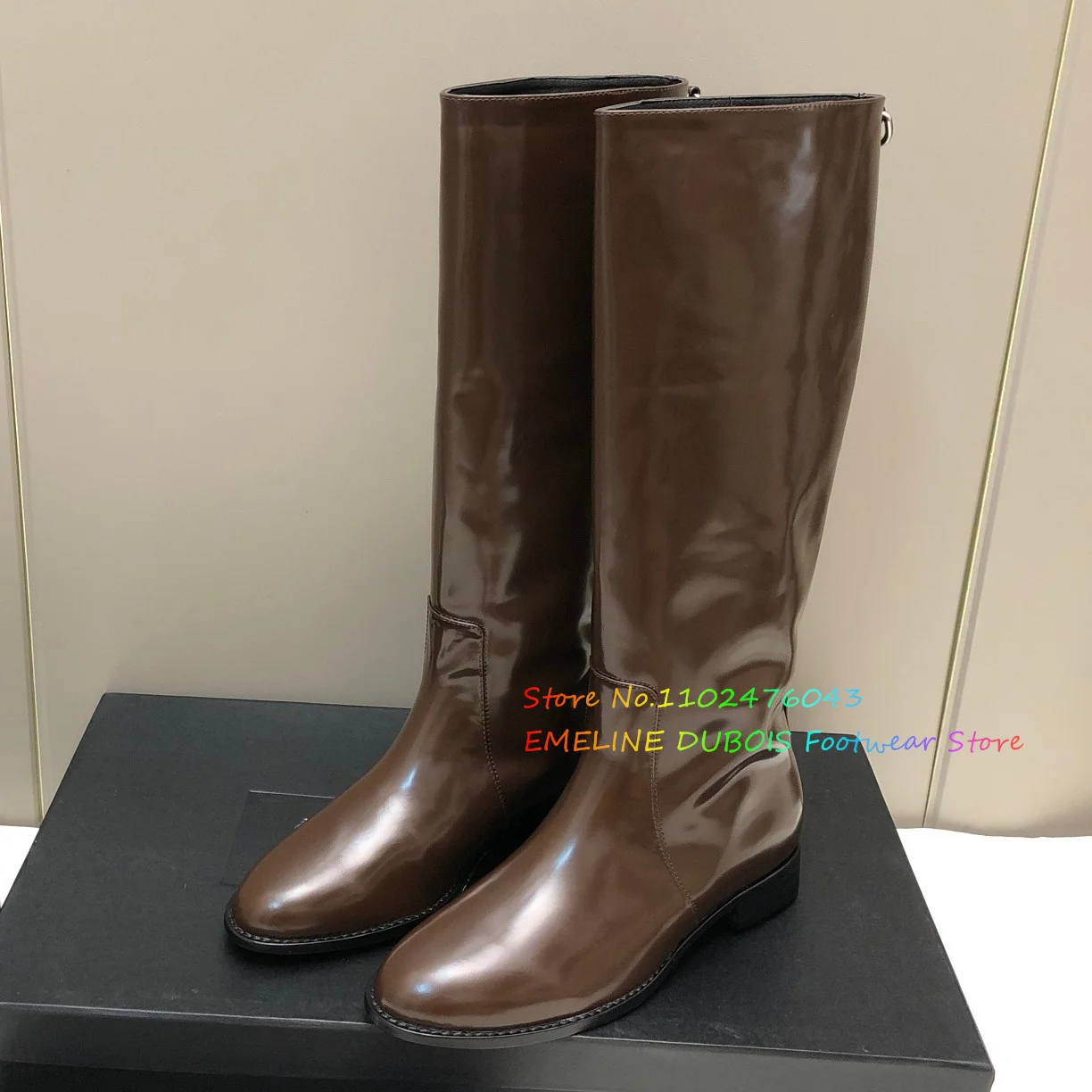 Glossy Genuine Leather Knee High Boots Women Brown Round Toe Low Heel Back Buckle Decoration Winter Slip On Long Boots Black
Glossy Genuine Leather Knee High Boots Women Brown Round Toe Low Heel Back Buckle Decoration Winter Slip On Long Boots Black