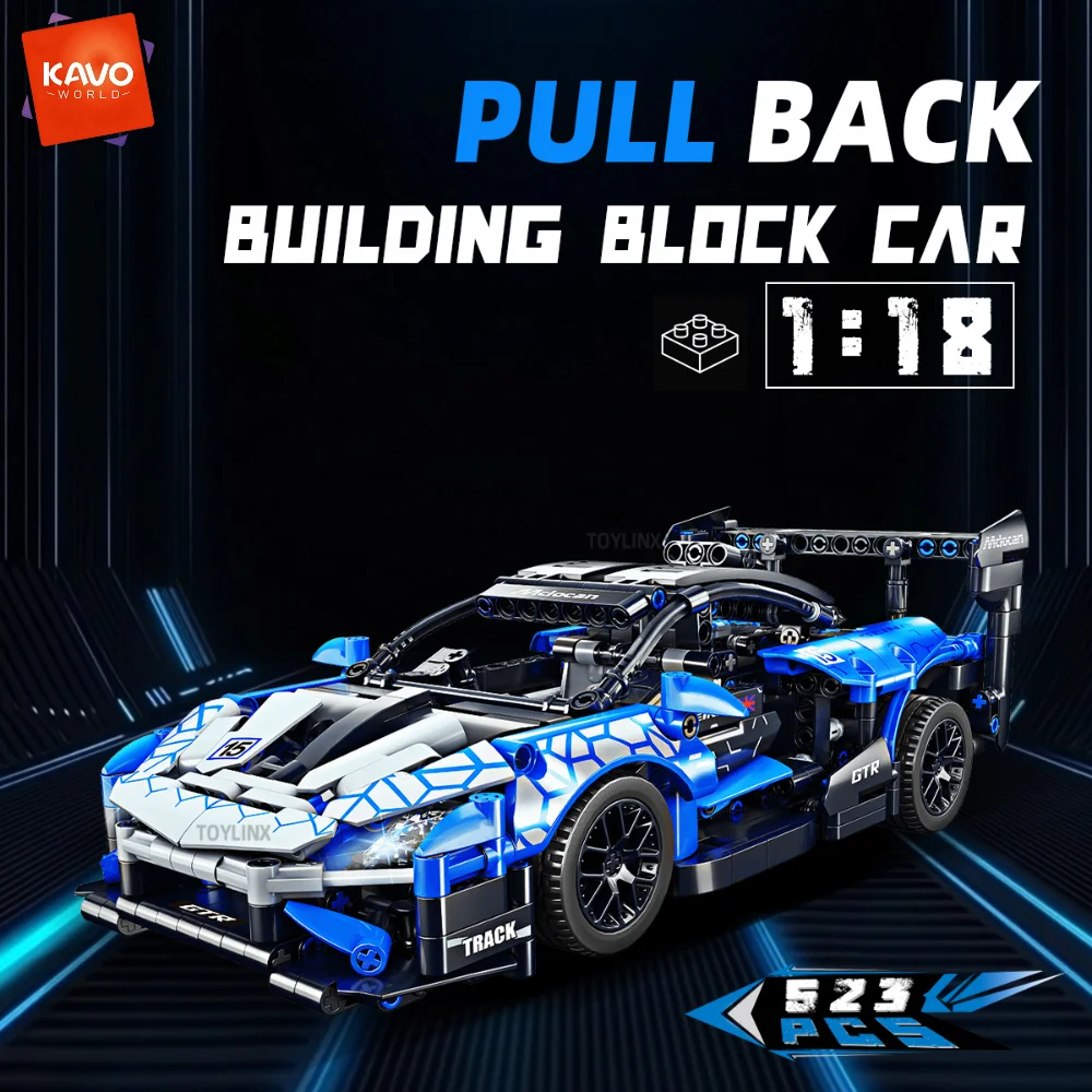 KAVOWORLD 1:18 Pull Back Blue Racing Car Building Toys 523pcs STEM Mechanical Sports Car Model Kit DIY Building Vehicle Blocks
KAVOWORLD 1:18 Pull Back Blue Racing Car Building Toys 523pcs STEM Mechanical Sports Car Model Kit DIY Building Vehicle Blocks