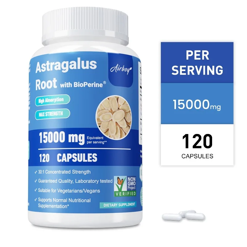 Astragalus Root Capsules 15000mg - Supports Heart and Liver Health, Relieves Stress, Promotes Cell Production, Boosts Immunity
Astragalus Root Capsules 15000mg - Supports Heart and Liver Health, Relieves Stress, Promotes Cell Production, Boosts Immunity