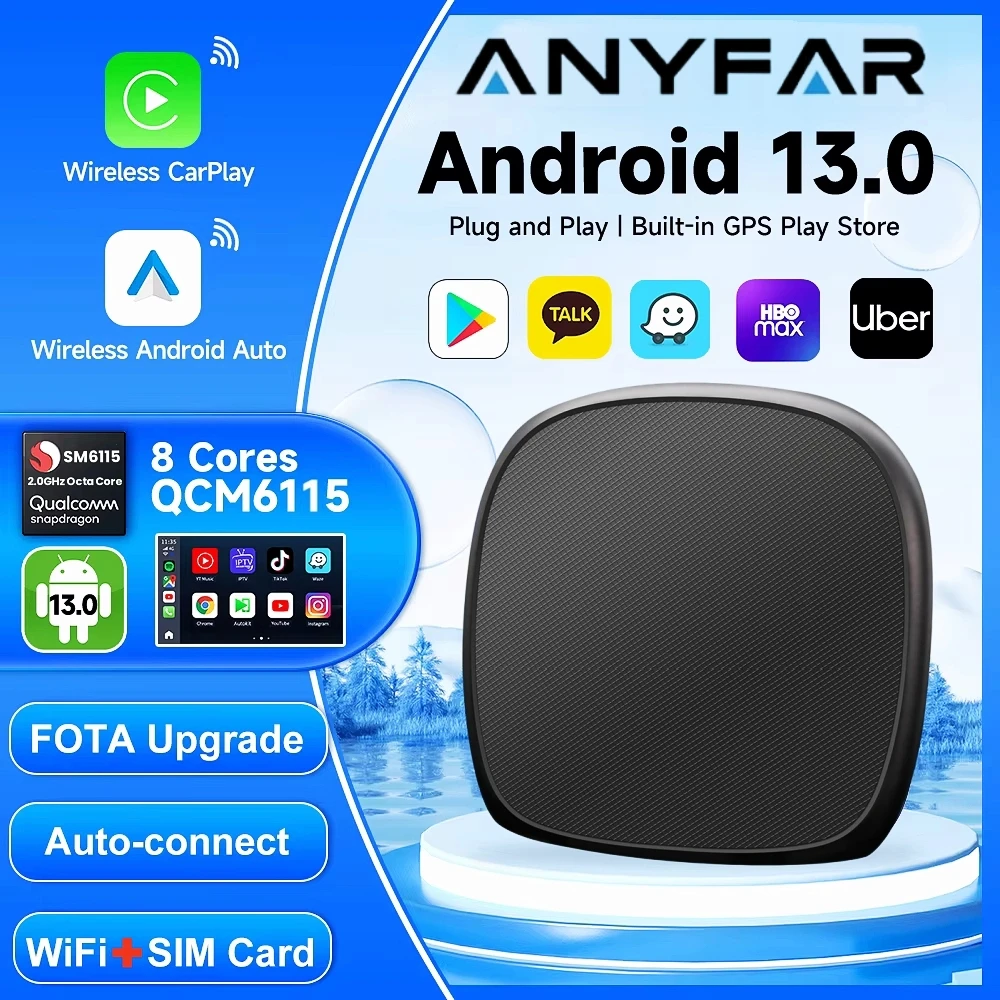 Android 13 ANYFAR Android Auto Wireless CarPlay AI TV Box QCM6115 8-Core Split Screen 64G 128G For Netflix Play Store
Android 13 ANYFAR Android Auto Wireless CarPlay AI TV Box QCM6115 8-Core Split Screen 64G 128G For Netflix Play Store