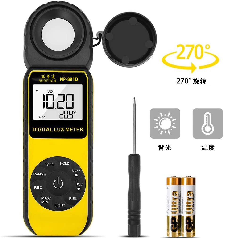 Digital Lux Meter 400K Lux LCD Illuminometer FC Tester Plant Grow Light Photography Brightness Measuring Tool HoldPeak HP-881D
Digital Lux Meter 400K Lux LCD Illuminometer FC Tester Plant Grow Light Photography Brightness Measuring Tool HoldPeak HP-881D
