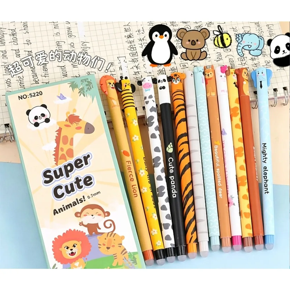 12Pcs new animal Creative Cartoon Animals Erasable Gel Pen Lion Panda 0.7mm Gel Pen for Errors in drawing can be erased in blue
12Pcs new animal Creative Cartoon Animals Erasable Gel Pen Lion Panda 0.7mm Gel Pen for Errors in drawing can be erased in blue