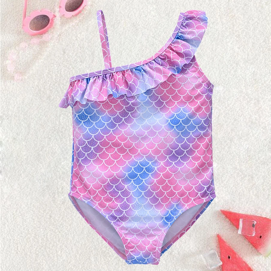 Honeyzone Baby Girl's One-Piece Swimsuit with Fish Scale Print Adjustable Single Shoulder Children's Swimwear Kids' Summer Suit
Honeyzone Baby Girl's One-Piece Swimsuit with Fish Scale Print Adjustable Single Shoulder Children's Swimwear Kids' Summer Suit