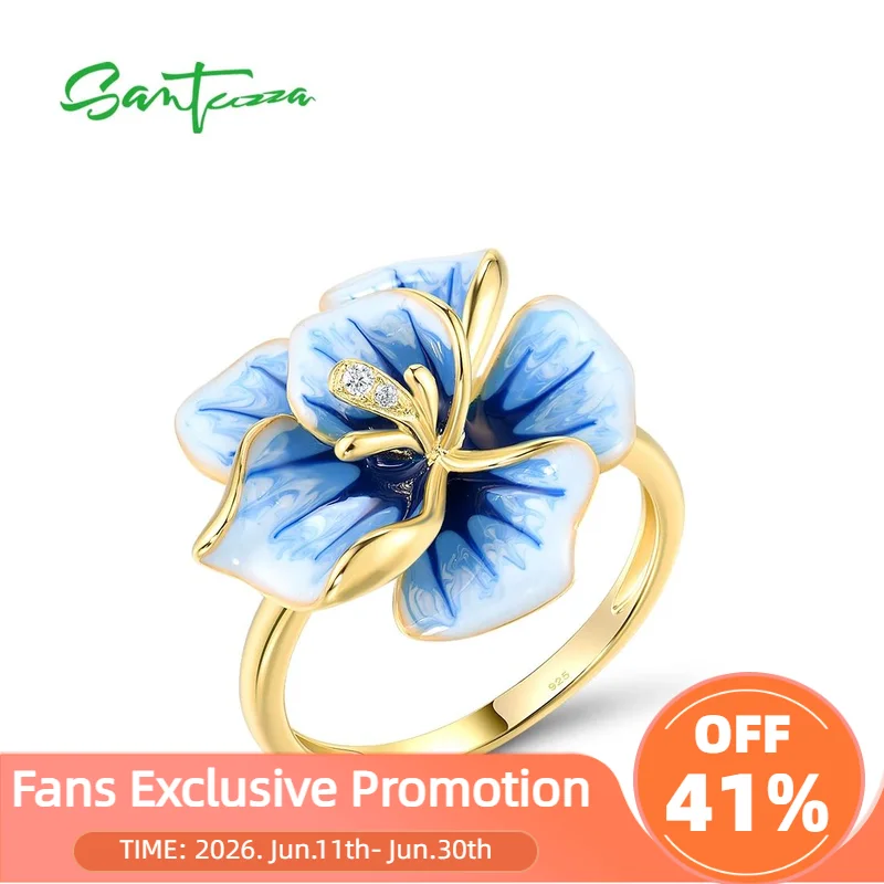 SANTUZZA Pure 925 Sterling Silver Rings For Women Sparkling White CZ Blue Enamel Charming Flower Elegant Party Fine Jewelry
SANTUZZA Pure 925 Sterling Silver Rings For Women Sparkling White CZ Blue Enamel Charming Flower Elegant Party Fine Jewelry