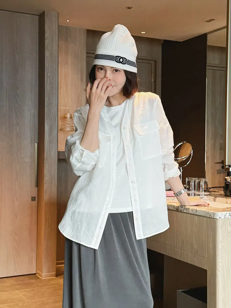 Женская летняя льняная рубашка свободного кроя с длинным рукавом и V-образным вырезом, с защитой от солнца, в корейском стиле, для повседневной носки
Женская летняя льняная рубашка свободного кроя с длинным рукавом и V-образным вырезом, с защитой от солнца, в корейском стиле, для повседневной носки