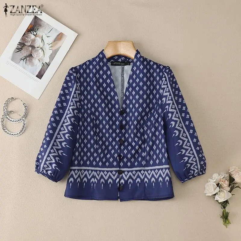 Женские элегантные укороченные рубашки ZANZEA с v-образным вырезом, рукавами-фонариками 3/4, на пуговицах, в богемном винтажном стиле, с принтом икат, женская одежда
Женские элегантные укороченные рубашки ZANZEA с v-образным вырезом, рукавами-фонариками 3/4, на пуговицах, в богемном винтажном стиле, с принтом икат, женская одежда