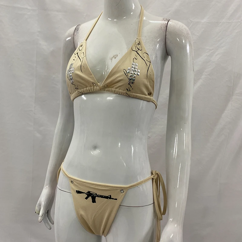 Summer Beach Pool Vacation Gothic Spice Girls Bikini Sexy Spice Girls Letter Printed Cross Rhinestone Top Briefs Split Two Piece
Summer Beach Pool Vacation Gothic Spice Girls Bikini Sexy Spice Girls Letter Printed Cross Rhinestone Top Briefs Split Two Piece