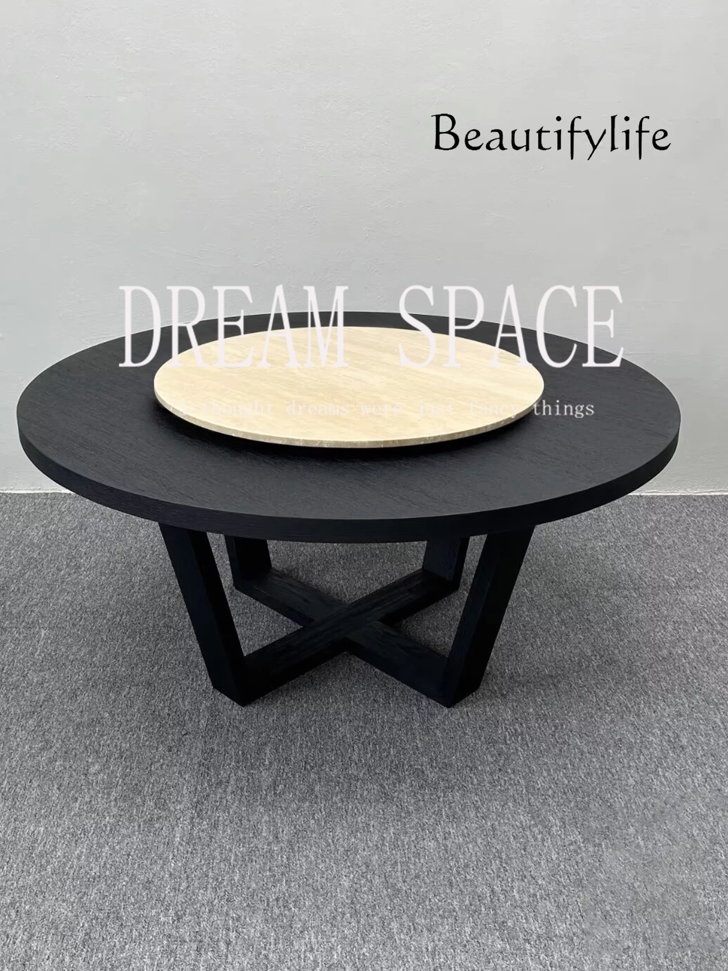 Medieval round solid wood turntable dining table art travertine simple eating table small apartment white oak
Medieval round solid wood turntable dining table art travertine simple eating table small apartment white oak