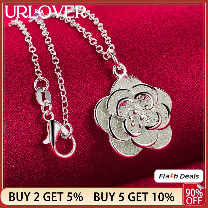 URLOVER 925 Sterling Silver Rose Flower Pendant Necklace For Women Bridal Wedding Birthday Party Charm Jewelry 16-30 Inch Chain
URLOVER 925 Sterling Silver Rose Flower Pendant Necklace For Women Bridal Wedding Birthday Party Charm Jewelry 16-30 Inch Chain