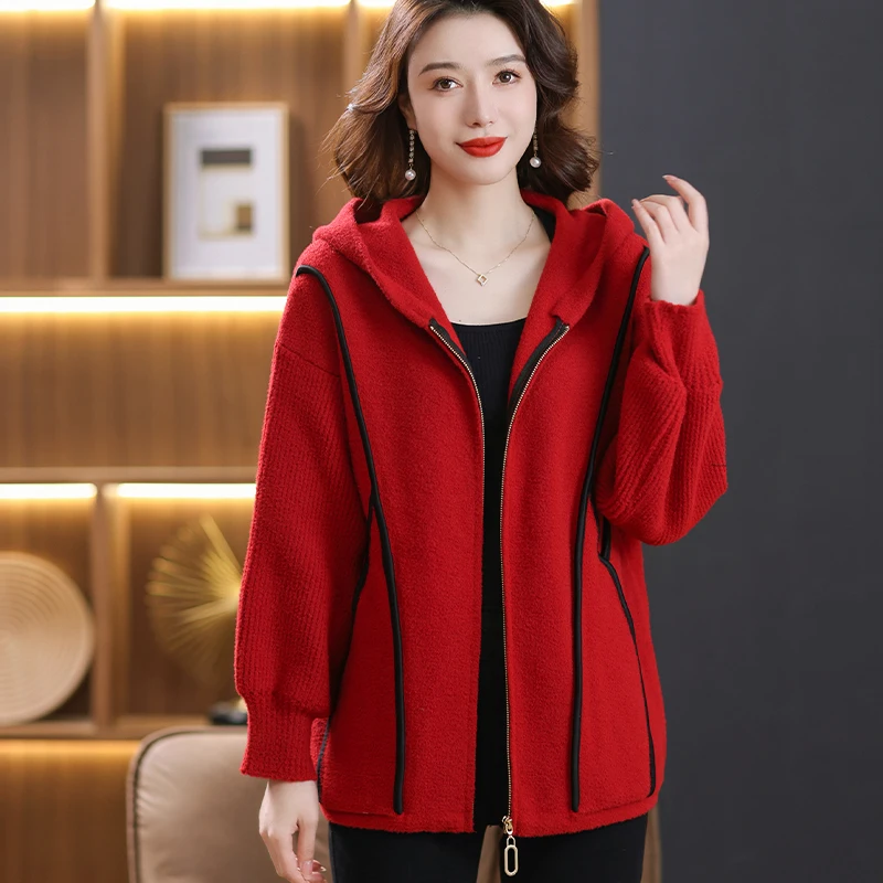 Women Hooded Knitted Cardigan Spring Autumn Large Size Casual Zipper Sweater Coat Korean Fashion Knitwear Female Tops 2023 New
Women Hooded Knitted Cardigan Spring Autumn Large Size Casual Zipper Sweater Coat Korean Fashion Knitwear Female Tops 2023 New