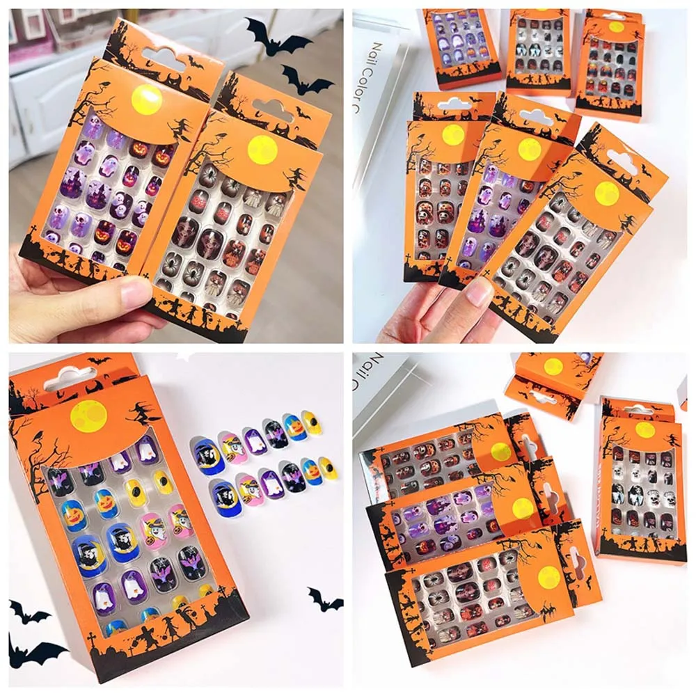 24Pcs/set Bat Spider Web Children Halloween False Nails Ghost Pumpkin Kids Cartoon Fake Nails Short Square Shaped
24Pcs/set Bat Spider Web Children Halloween False Nails Ghost Pumpkin Kids Cartoon Fake Nails Short Square Shaped