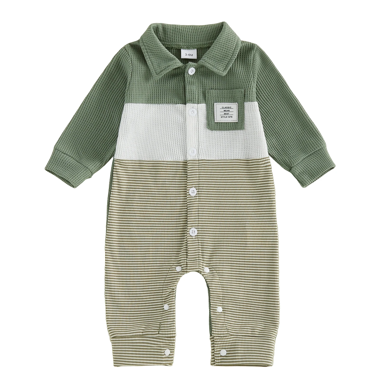 Infant Baby Boy Fall Romper Fashion Long Sleeve Stripe Patchwork Collared Jumpsuits
Infant Baby Boy Fall Romper Fashion Long Sleeve Stripe Patchwork Collared Jumpsuits