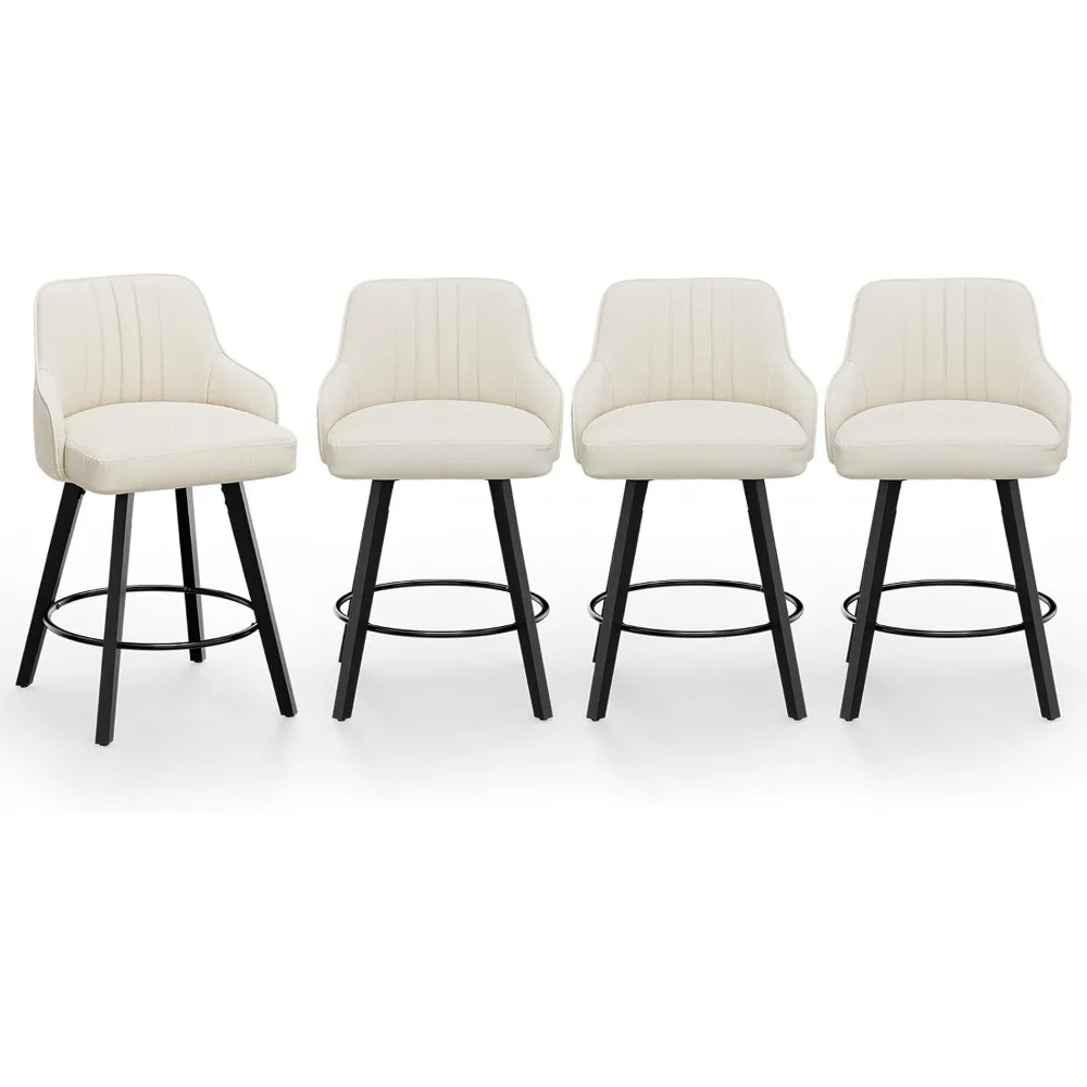 26" H Swivel Barstools Set of 4, Linen Fabric Upholstered Counter Stool with Back, Kitchen High Chairs Counter Height Bar stool
26" H Swivel Barstools Set of 4, Linen Fabric Upholstered Counter Stool with Back, Kitchen High Chairs Counter Height Bar stool