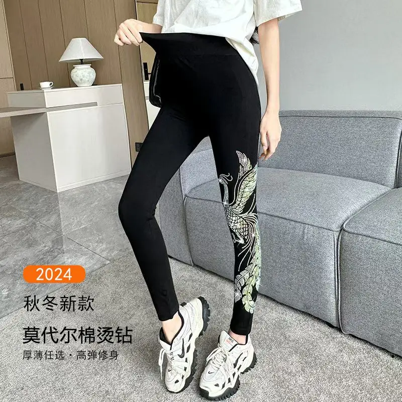 Spring Autumn Modal Leggings Women with Rhinestone Elastic Embossed Dragon and Phoenix High Waist Slimming Cropped Pants
Spring Autumn Modal Leggings Women with Rhinestone Elastic Embossed Dragon and Phoenix High Waist Slimming Cropped Pants