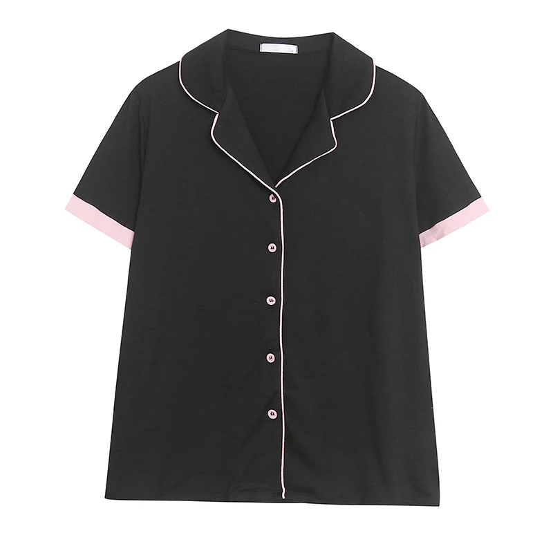 Comfortable Casual Color Block Women's Sleepwear Short Sleeve Home Clothes Soft Elastic Single Button Loose Fit Spring
Comfortable Casual Color Block Women's Sleepwear Short Sleeve Home Clothes Soft Elastic Single Button Loose Fit Spring
