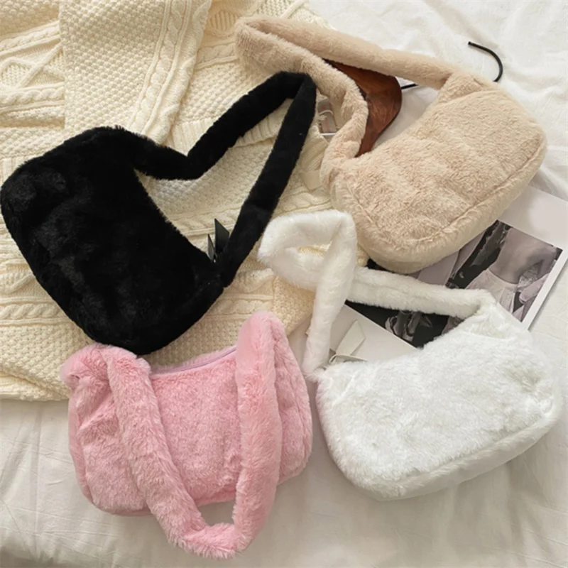 Plush Shoulder Bags For Femme Luxury Designer Soft Winter Ladies Clutch Purse Handbag Cute Fashion Female Party Underarm Bag
Plush Shoulder Bags For Femme Luxury Designer Soft Winter Ladies Clutch Purse Handbag Cute Fashion Female Party Underarm Bag