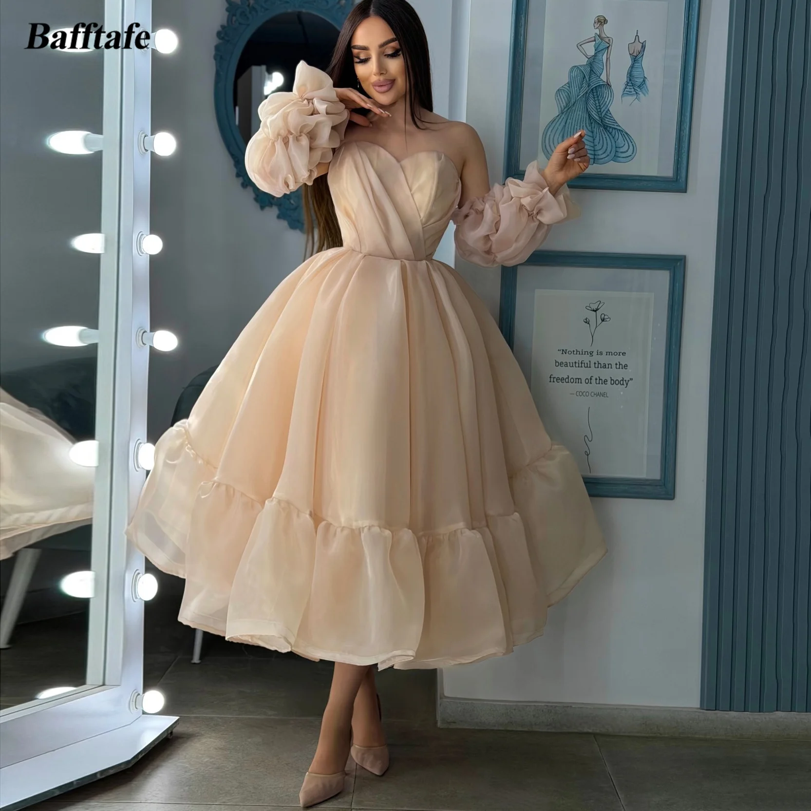 Вечерние платья Bafftafe из органзы цвета шампань, миди, с длинными рукавами, на заказ, короткие, для торжественных мероприятий и особых случаев
Вечерние платья Bafftafe из органзы цвета шампань, миди, с длинными рукавами, на заказ, короткие, для торжественных мероприятий и особых случаев