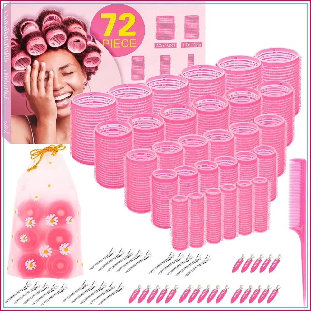 72Pcs Hair Rollers Set, 5 Sizes Jumbo to Mini, with Clips Comb Bag, Heatless Curlers for Blowout
72Pcs Hair Rollers Set, 5 Sizes Jumbo to Mini, with Clips Comb Bag, Heatless Curlers for Blowout