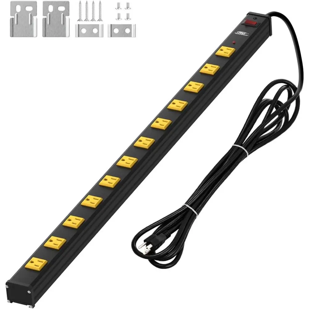 Durable 12-Outlet Power Strip with 15ft Cord and 1800J Surge Protection
Durable 12-Outlet Power Strip with 15ft Cord and 1800J Surge Protection