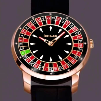 RiChat 남성용 기계식 시계, NH35 회전 다이얼, 라스베가스 룰렛, 데스크탑 테마, 자동 시계, 다이아몬드 발광 손, 신제품