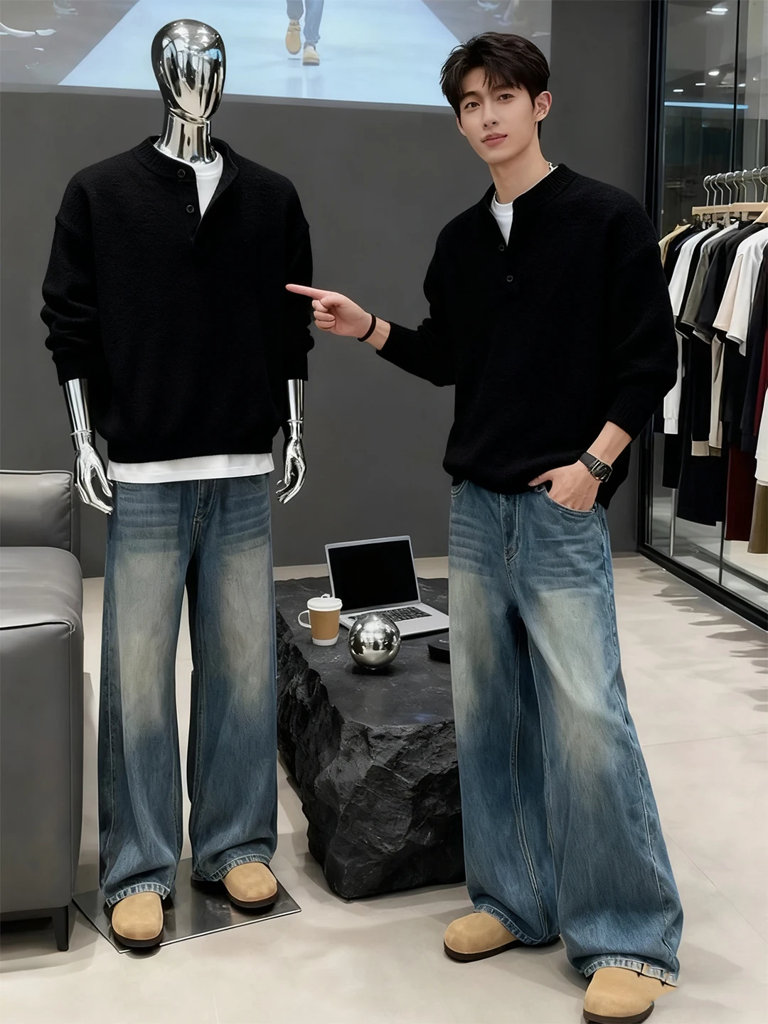 Bla Thiened Winter Collar Knitted Sweater Men's Henry Collar Inner irt Heavyweight Base Layer M Faion
Bla Thiened Winter Collar Knitted Sweater Men's Henry Collar Inner irt Heavyweight Base Layer M Faion