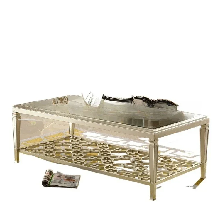 Simple modern solid wood coffee table, furniture living room oak hollow carved tempered glass
Simple modern solid wood coffee table, furniture living room oak hollow carved tempered glass