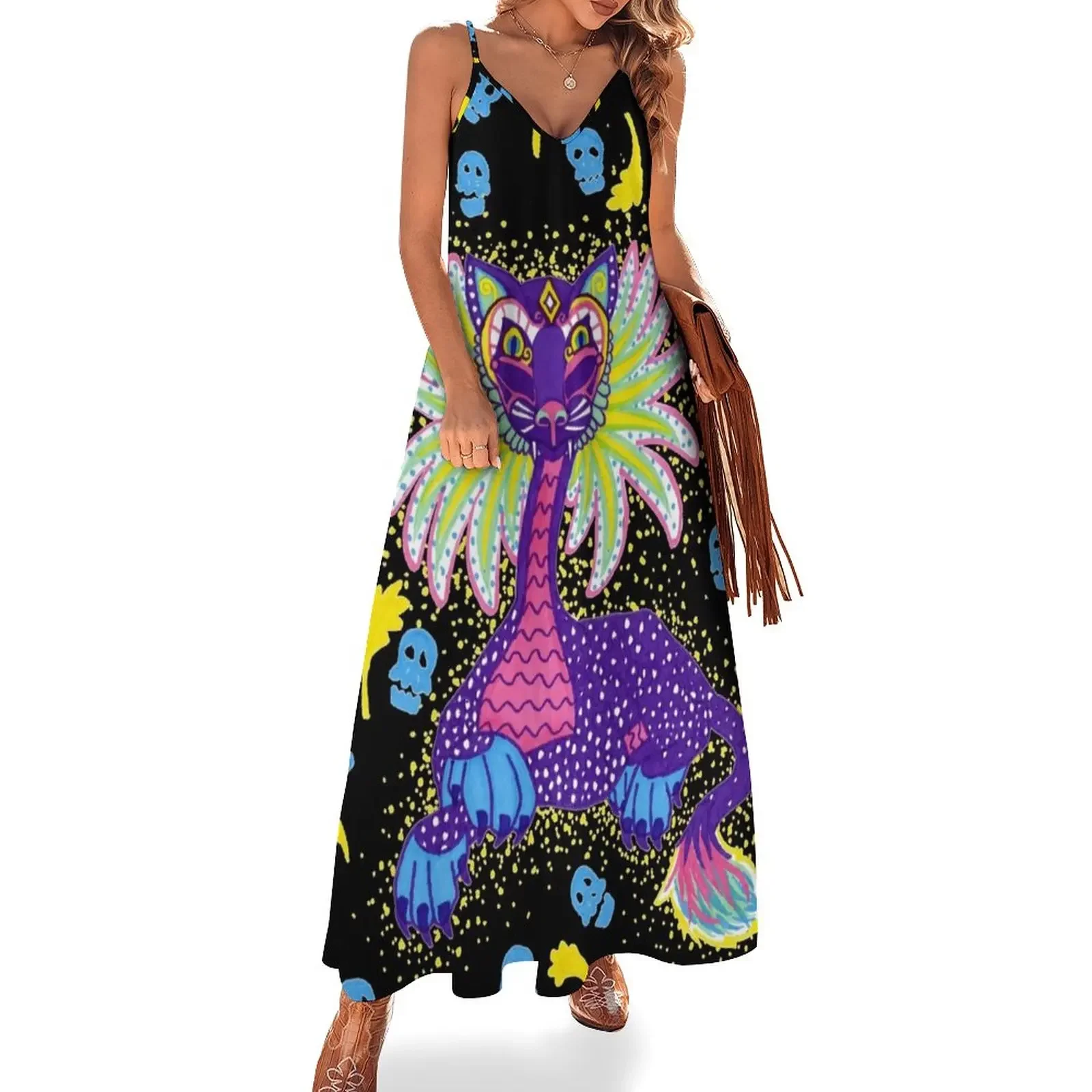 Mexican Alebrije Dia De Los Muertos Day of the Dead Big Cat Spirit Animal Sleeveless Dress bandage dress
Mexican Alebrije Dia De Los Muertos Day of the Dead Big Cat Spirit Animal Sleeveless Dress bandage dress