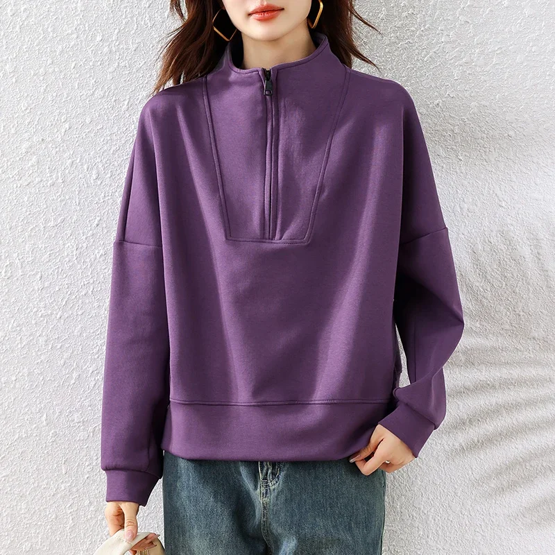 Spring Autumn Half Zipper Pullover Hoodie Women Fashion Long Sleeve Cotton Stand Collar Casual Loose Sweatshirt Solid Color Tops
Spring Autumn Half Zipper Pullover Hoodie Women Fashion Long Sleeve Cotton Stand Collar Casual Loose Sweatshirt Solid Color Tops