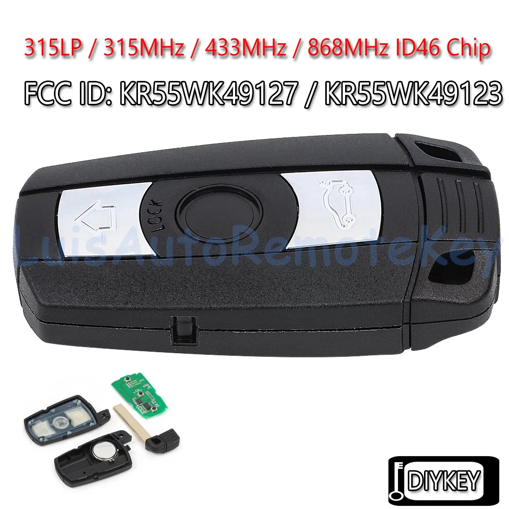 Smart Remote Car Key Fob 315LP 315MHz 433MHz 868MHz ID46 Chip for BMW CAS3 System X5 X6 Z4 1 3 5 6 7 Series E90 E91 E92 E60
Smart Remote Car Key Fob 315LP 315MHz 433MHz 868MHz ID46 Chip for BMW CAS3 System X5 X6 Z4 1 3 5 6 7 Series E90 E91 E92 E60