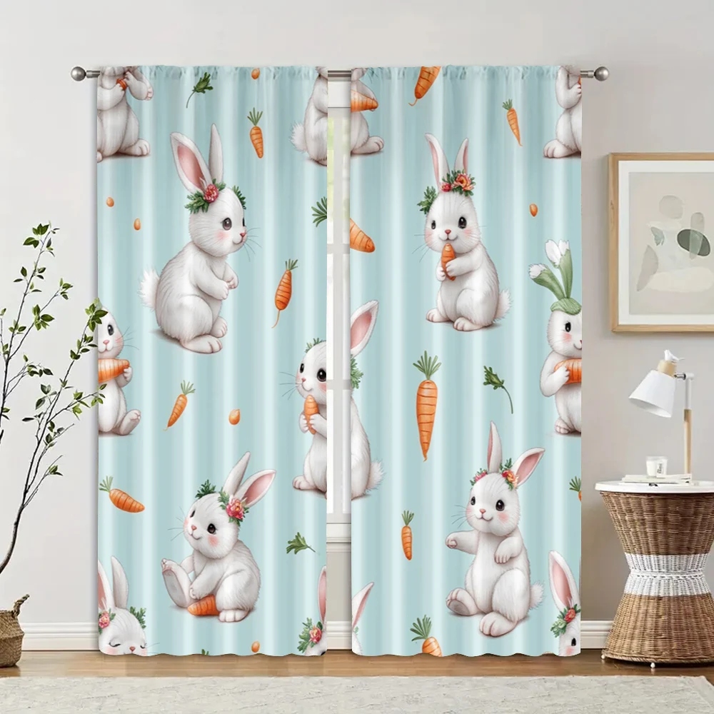 2 pcs, filtering curtains (excluding rods, non-movable, without batteries) Cute Rabbit and Carrot (2) for use in bedrooms and
2 pcs, filtering curtains (excluding rods, non-movable, without batteries) Cute Rabbit and Carrot (2) for use in bedrooms and