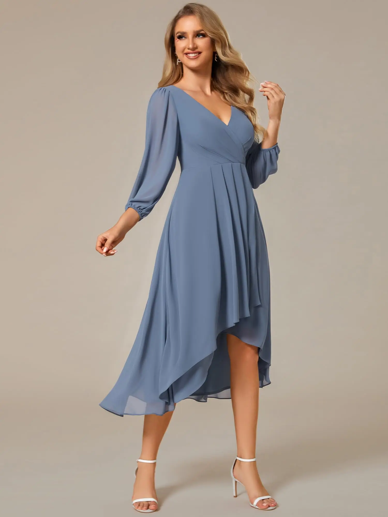 Fashionable Women's Chiffon Spring and Autumn V-Neck Long Sleeve Pleated A-Line Mid-Length Wedding Guest Dress 2024
Fashionable Women's Chiffon Spring and Autumn V-Neck Long Sleeve Pleated A-Line Mid-Length Wedding Guest Dress 2024